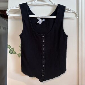 Streetwear Society Black Button-Front Tank Top